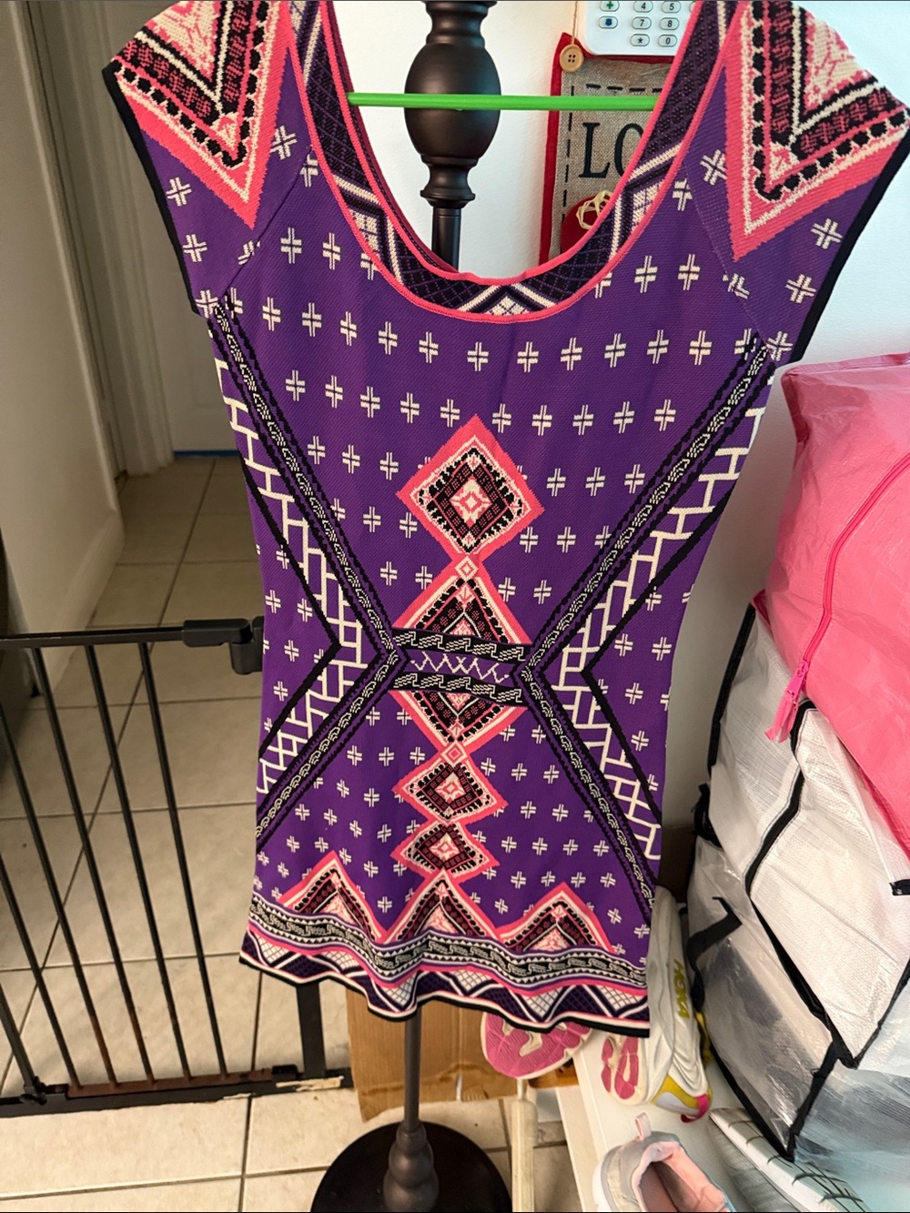 Geometric Print Purple Sleeveless Tank Top